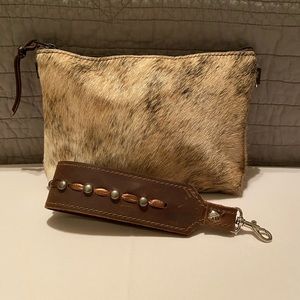 Designer Custom Leather HOH makeup bag with Brown Boujee wristlet.